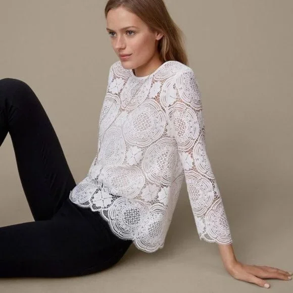 LOFT Tops Loft Lace Medallion Top Sz M Poshmark